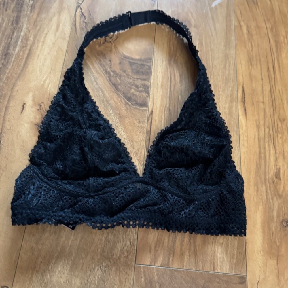 Black Tag Victorias Secret Black Lace Halter Bralette Size XS